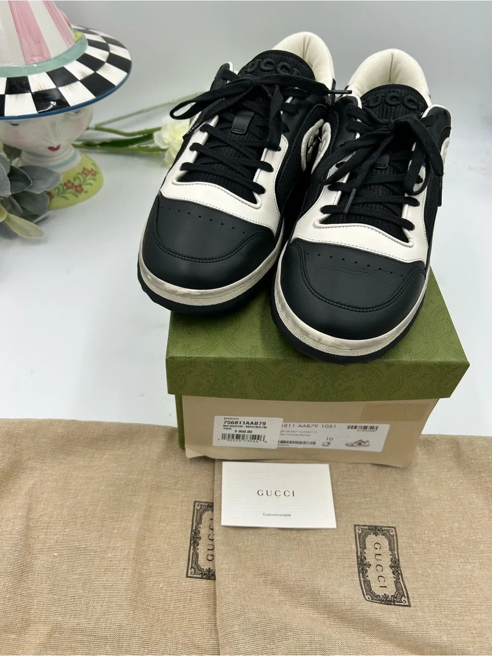 Men's Gucci Mac 80 low top leather sneakers size 43/ 10 made in Italy